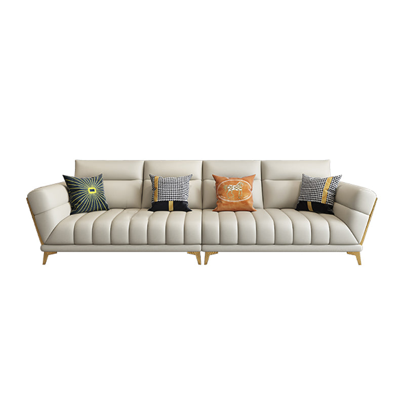 Massives Holz glamourös echtes Leder ausgestattet Armsofa mit Kissen