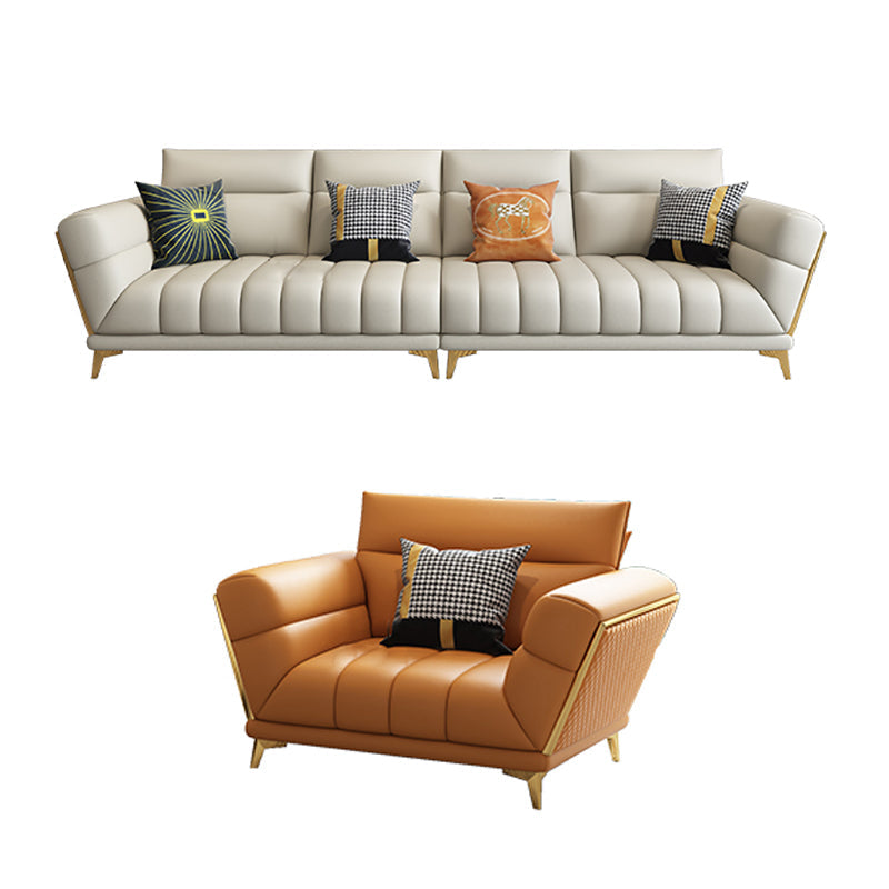 Massives Holz glamourös echtes Leder ausgestattet Armsofa mit Kissen