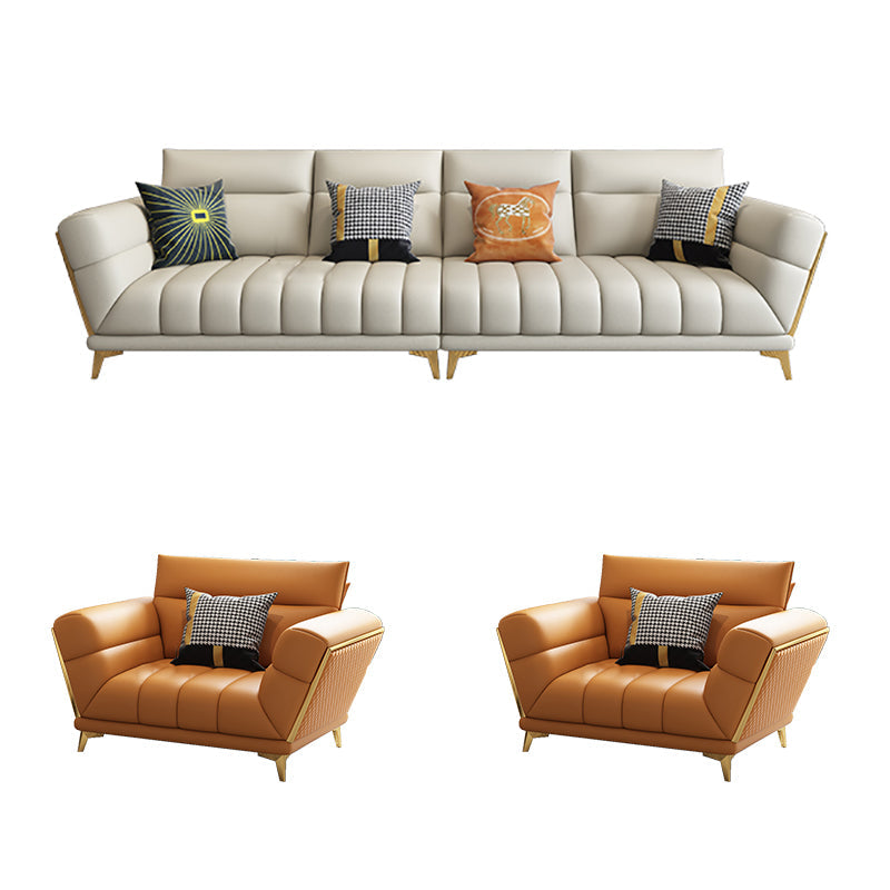 Massives Holz glamourös echtes Leder ausgestattet Armsofa mit Kissen