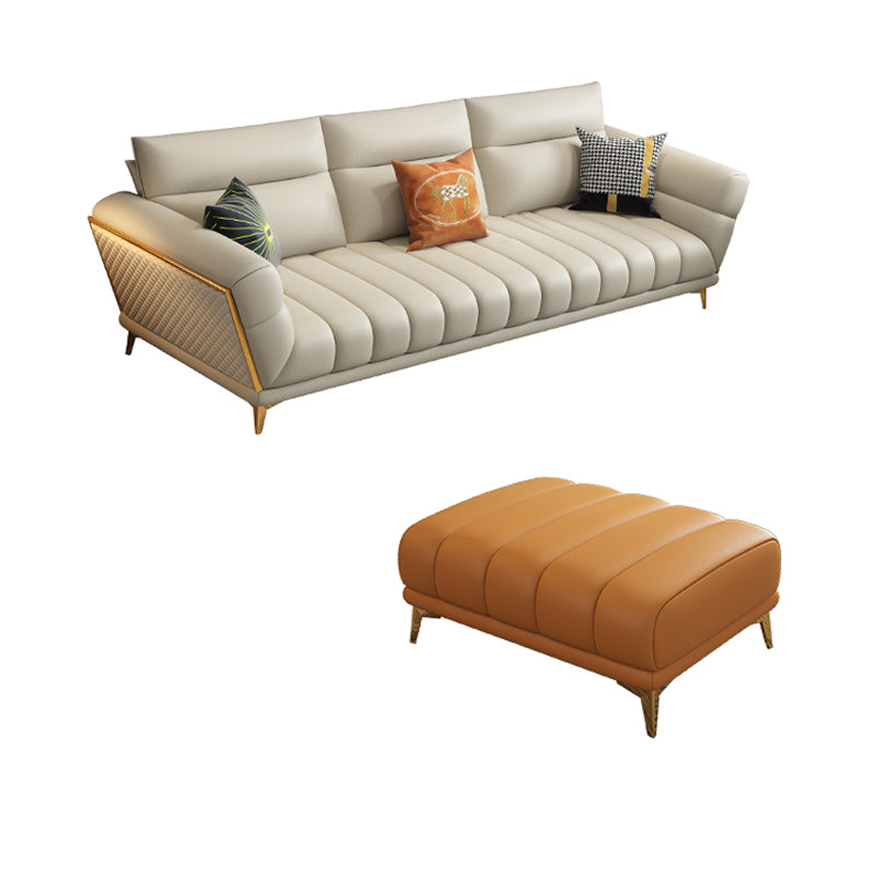 Massives Holz glamourös echtes Leder ausgestattet Armsofa mit Kissen