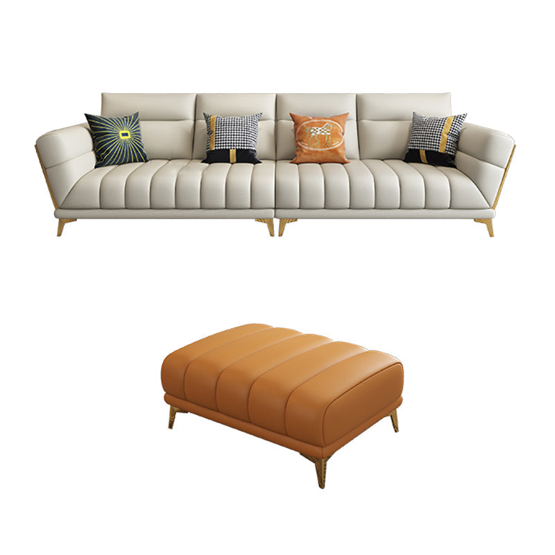 Massives Holz glamourös echtes Leder ausgestattet Armsofa mit Kissen