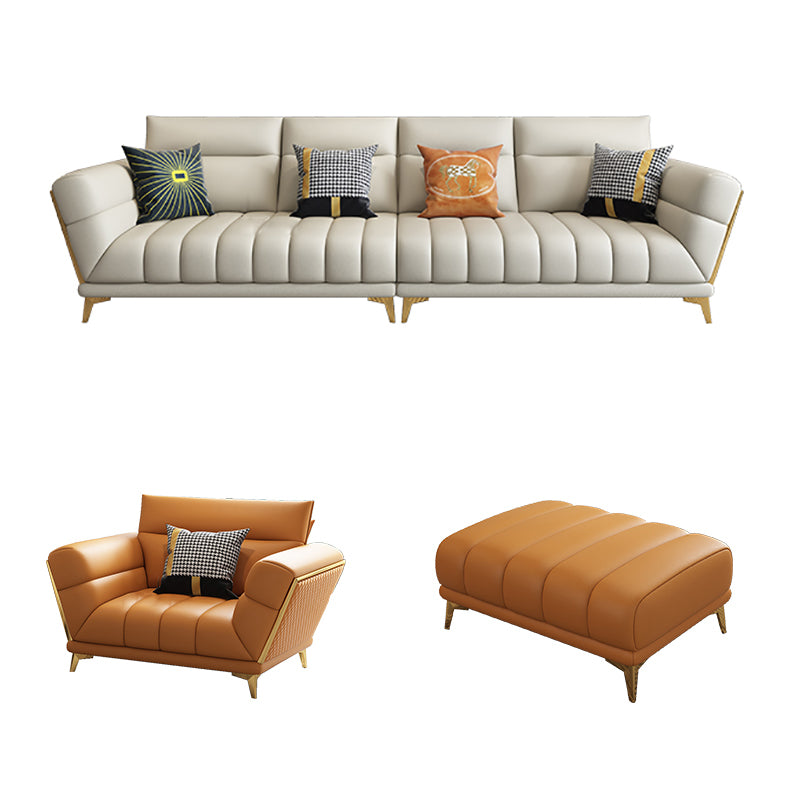 Massives Holz glamourös echtes Leder ausgestattet Armsofa mit Kissen