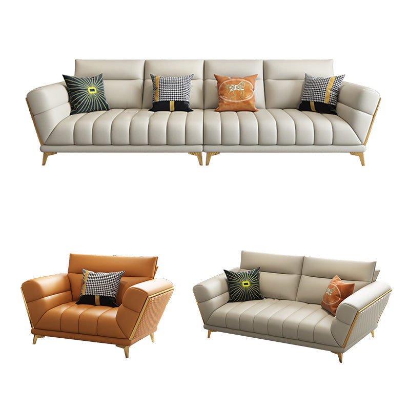 Massives Holz glamourös echtes Leder ausgestattet Armsofa mit Kissen