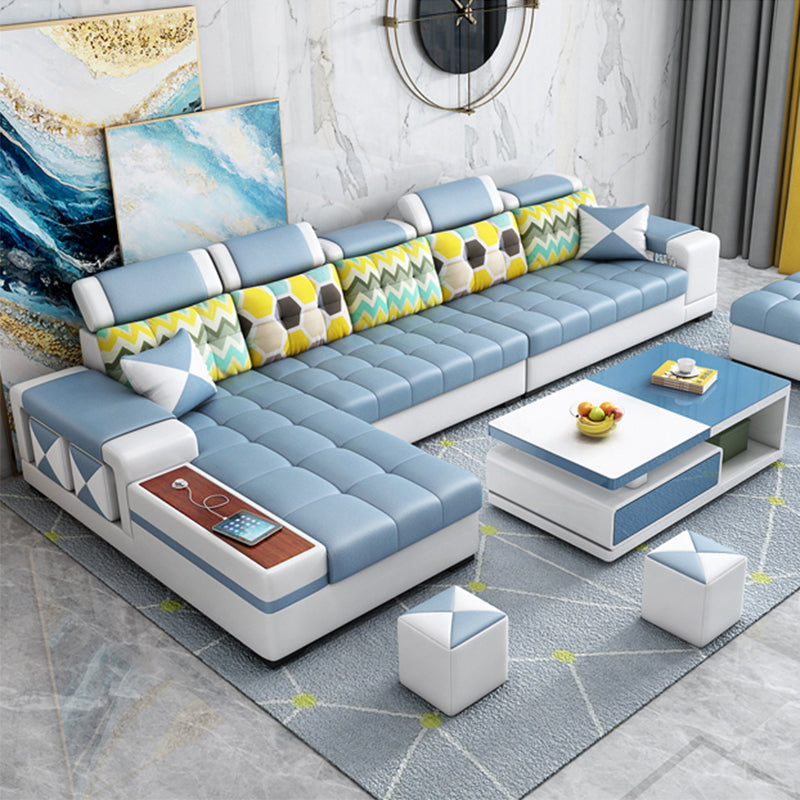 Contemporary Solid Wood Faux Leather Pillow Top Arm Sofa with Storage Clearhalo 'furn' 'furn_sofas' 'Furniture' 'Living Room Furniture' 'Sofa' 'sofas' 7729998