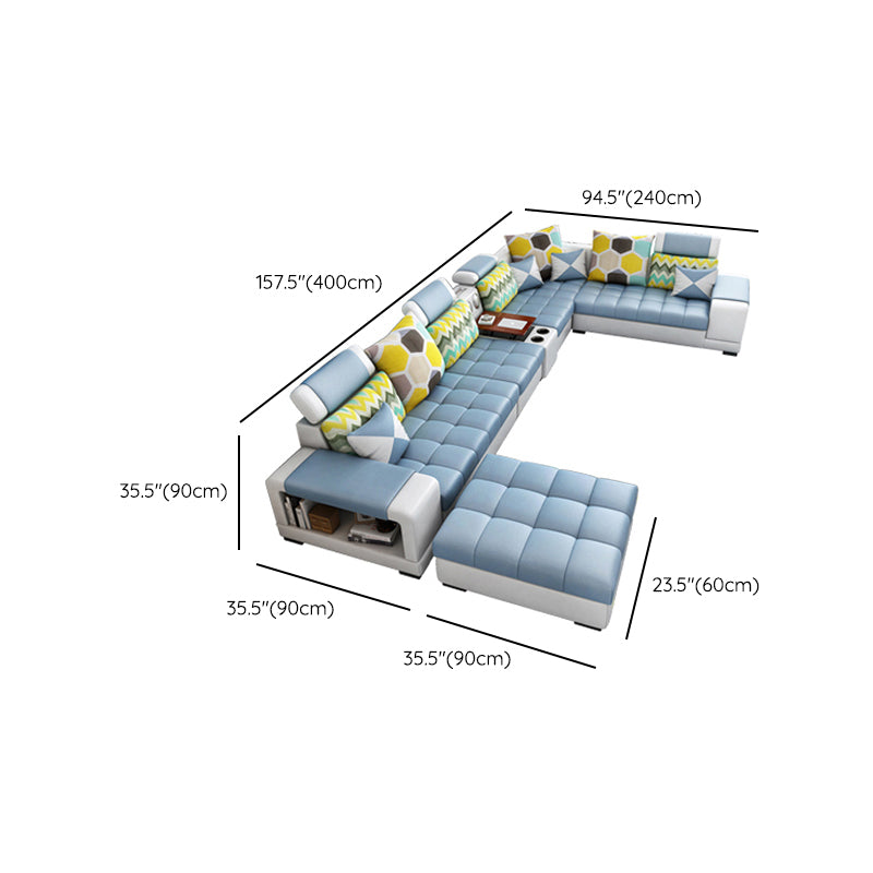 Contemporary Solid Wood Faux Leather Pillow Top Arm Sofa with Storage Clearhalo 'furn' 'furn_sofas' 'Furniture' 'Living Room Furniture' 'Sofa' 'sofas' 7730012