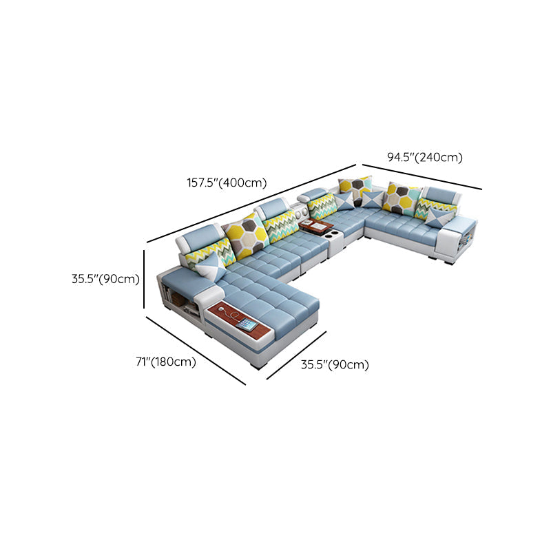 Contemporary Solid Wood Faux Leather Pillow Top Arm Sofa with Storage Clearhalo 'furn' 'furn_sofas' 'Furniture' 'Living Room Furniture' 'Sofa' 'sofas' 7730013