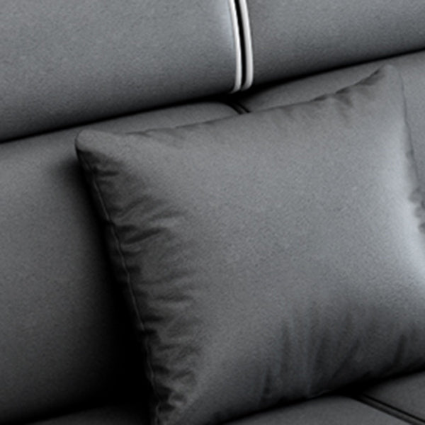 リビングルーム用の4席のコンテンポラリーファブリック/フェイクレザーピロートップアームソファソファ