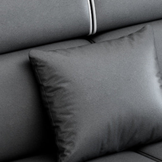 リビングルーム用の4席のコンテンポラリーファブリック/フェイクレザーピロートップアームソファソファ