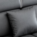 リビングルーム用の4席のコンテンポラリーファブリック/フェイクレザーピロートップアームソファソファ