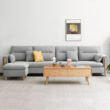 Sofa de tissu contemporain du bras carré en bois massif pour salon