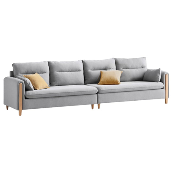 Sofa de tissu contemporain du bras carré en bois massif pour salon