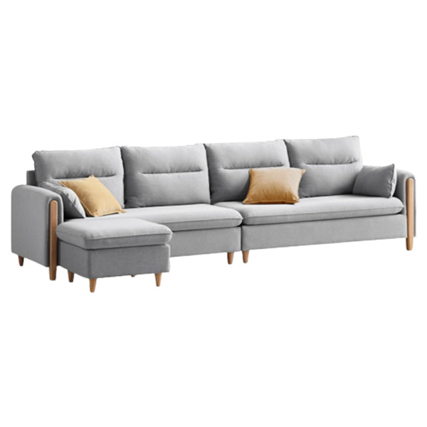 Sofa de tissu contemporain du bras carré en bois massif pour salon