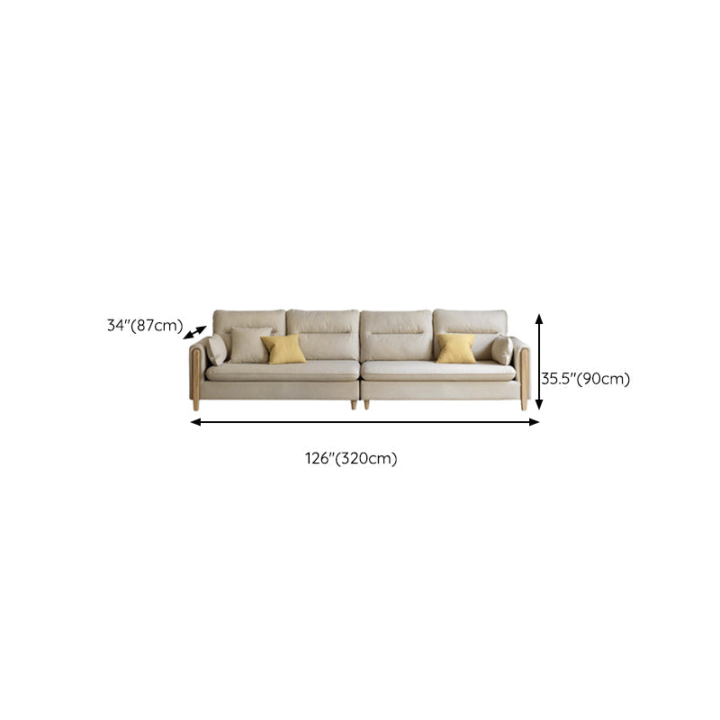 Sofa de tissu contemporain du bras carré en bois massif pour salon