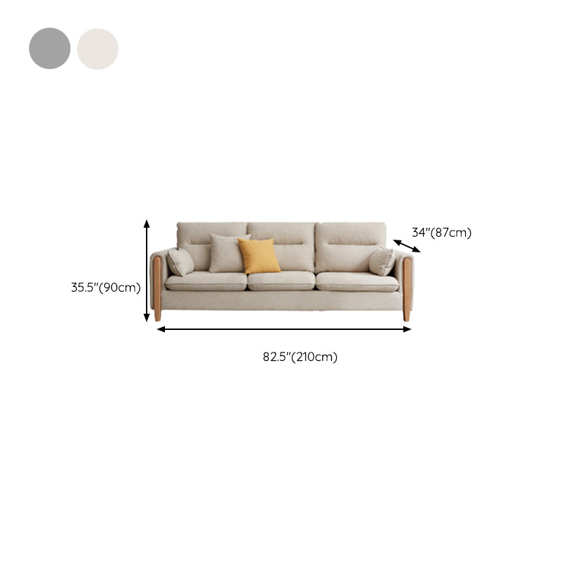 Sofa de tissu contemporain du bras carré en bois massif pour salon