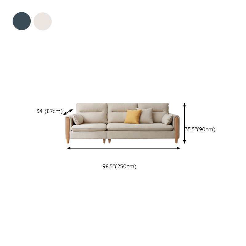 Sofa de tissu contemporain du bras carré en bois massif pour salon