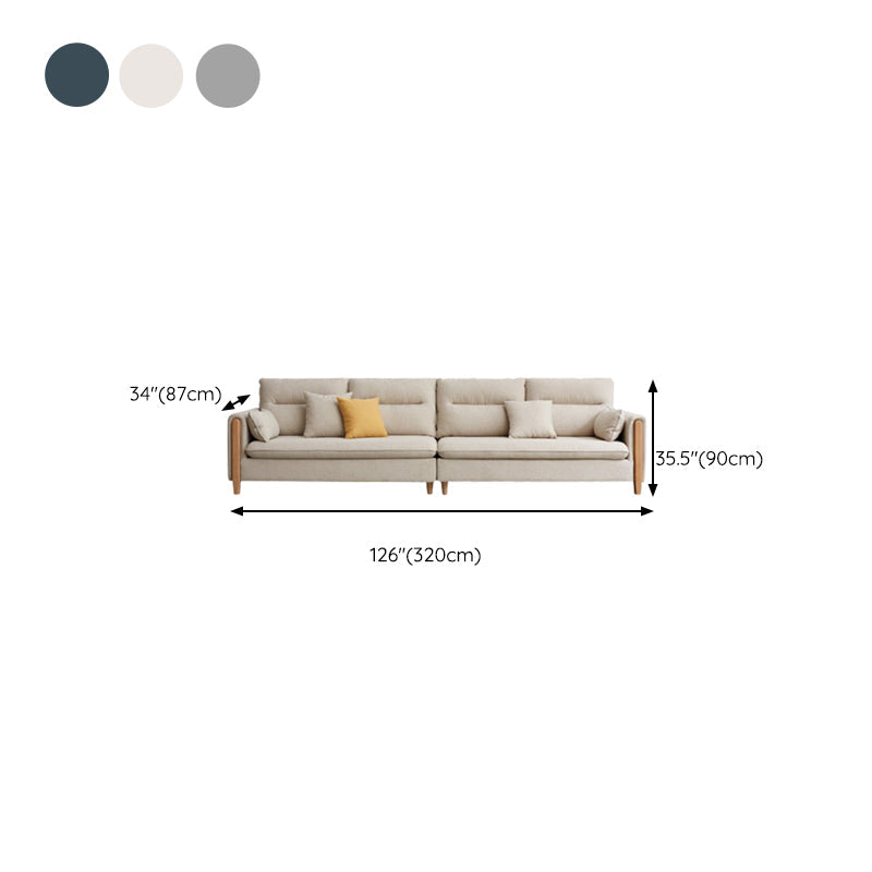 Sofa de tissu contemporain du bras carré en bois massif pour salon