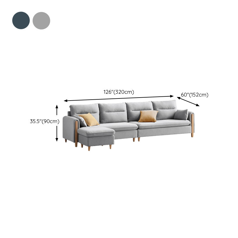 Sofa de tissu contemporain du bras carré en bois massif pour salon
