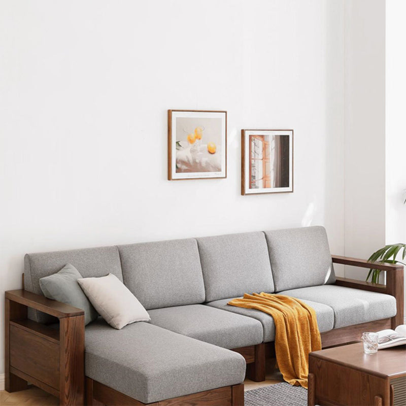 Storage No Distressing Tight Seat Square Arm Wood Solid Color Sofa