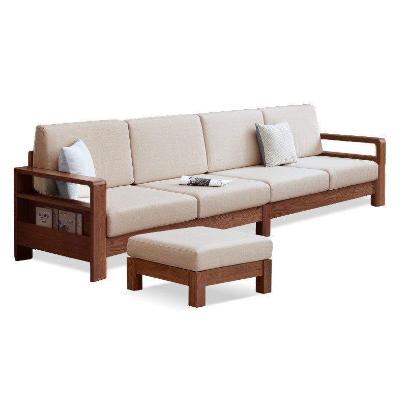 Storage No Distressing Tight Seat Square Arm Wood Solid Color Sofa