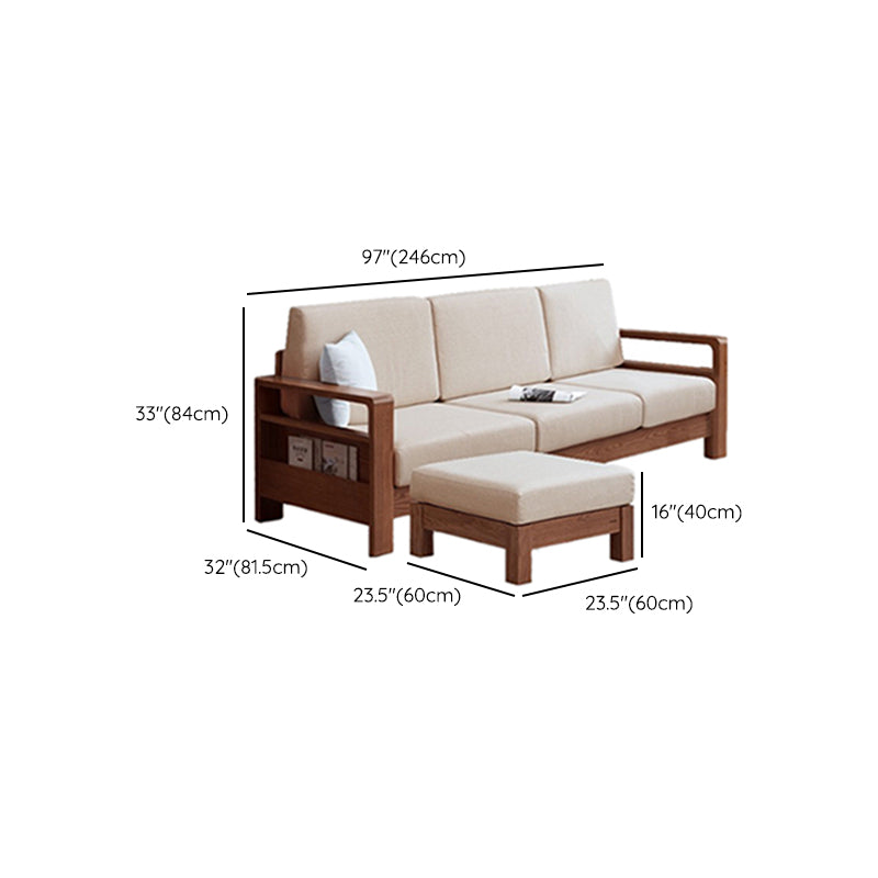 Storage No Distressing Tight Seat Square Arm Wood Solid Color Sofa