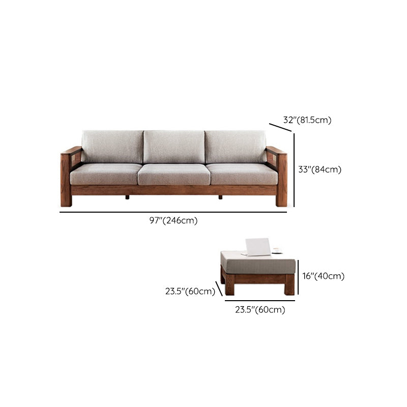 Storage No Distressing Tight Seat Square Arm Wood Solid Color Sofa