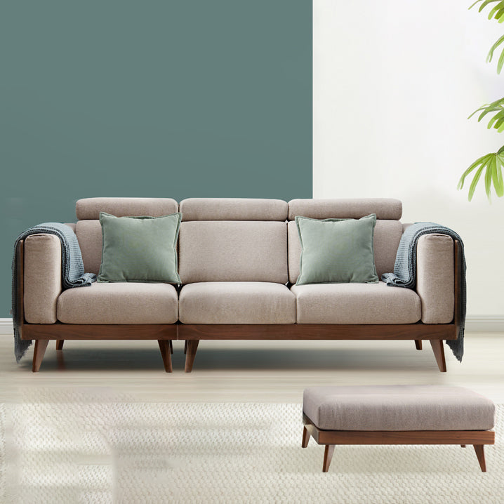 Farmhouse Square Brain Tessuto divano in legno massiccio in marrone per soggiorno