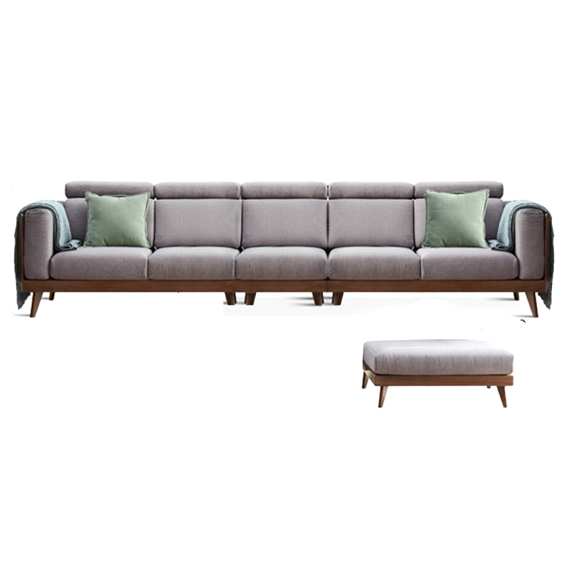 Farmhouse Square Brain Tessuto divano in legno massiccio in marrone per soggiorno