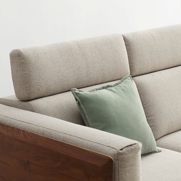 Farmhouse Square Brain Tessuto divano in legno massiccio in marrone per soggiorno