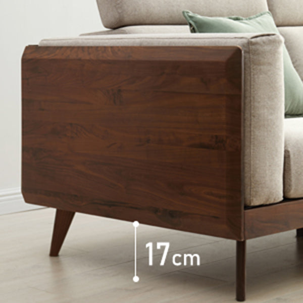 Farmhouse Square Brain Tessuto divano in legno massiccio in marrone per soggiorno