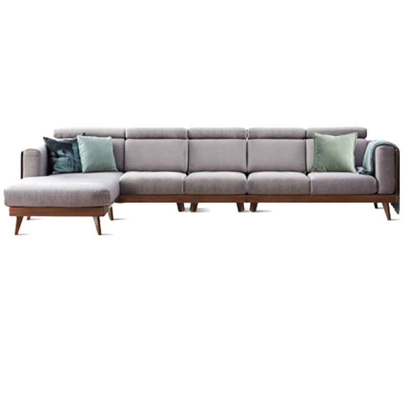 Farmhouse Square Brain Tessuto divano in legno massiccio in marrone per soggiorno