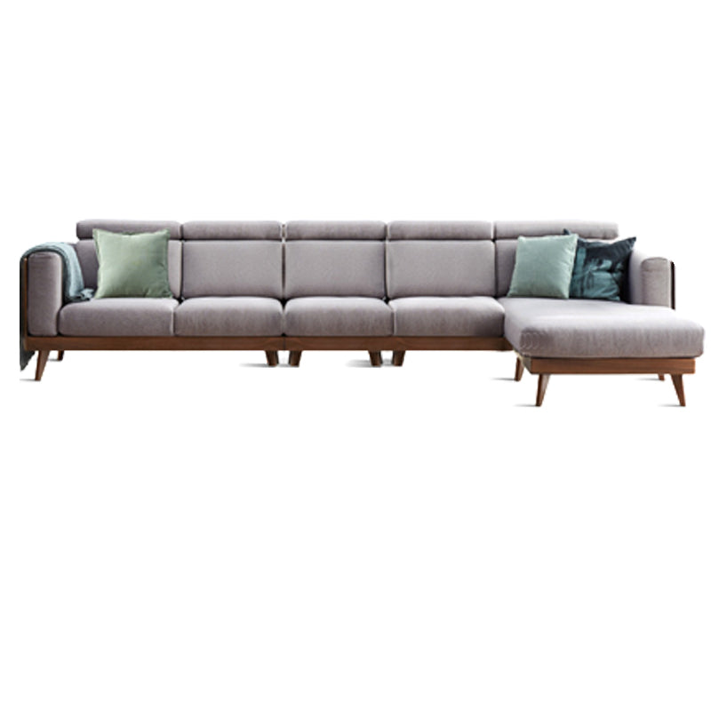 Farmhouse Square Brain Tessuto divano in legno massiccio in marrone per soggiorno