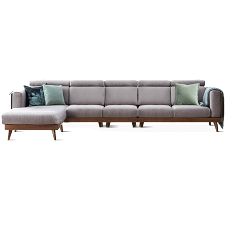 Farmhouse Square Brain Tessuto divano in legno massiccio in marrone per soggiorno