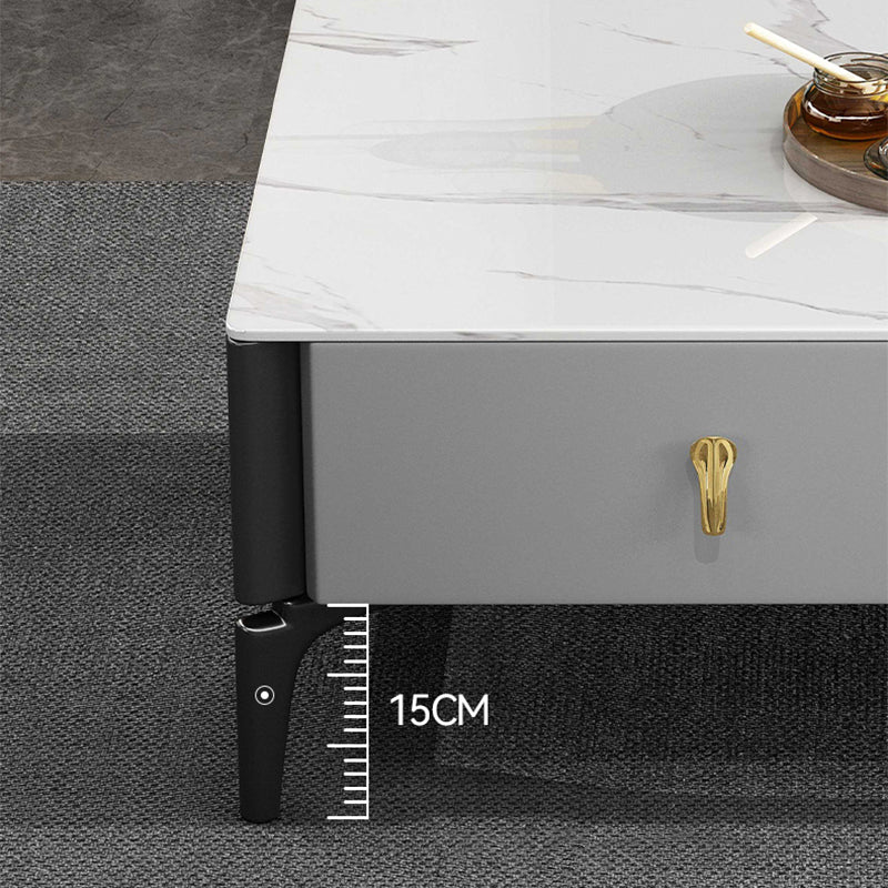 Rechthoekige leisteen 4 poten salontafel modern 1 single met 4 laden