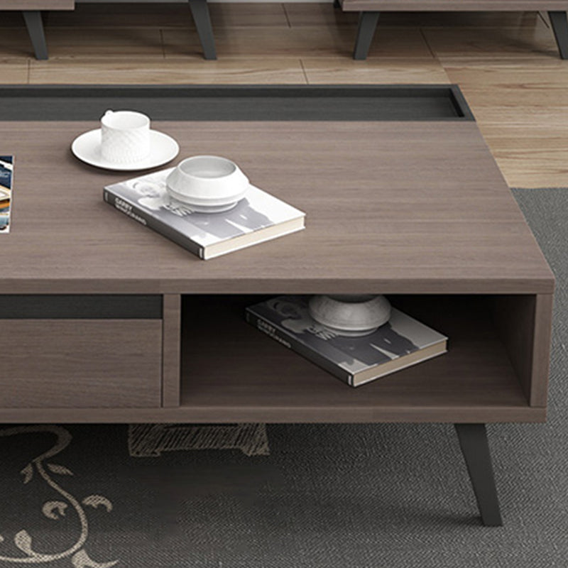 Modern 4 Legs Rectangle Cocktail Table in Wood with a Drawers Clearhalo 'Coffee & Accent Tables' 'Coffee Tables' 'coffee_tables' 'furn' 'furn_coffee_tables' 'Furniture' 'Living Room Furniture' 7730237
