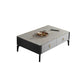 Contemporary Cocktail Table White 4 Legs Stone Top Coffee Table