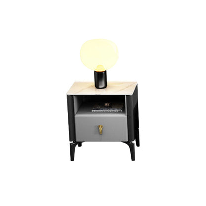 Contemporary Cocktail Table White 4 Legs Stone Top Coffee Table