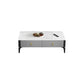Contemporary Cocktail Table White 4 Legs Stone Top Coffee Table