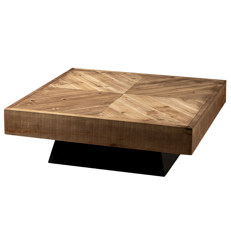 Scandinavian Block Coffee Cocktail Table in Pine Wood Square Shape