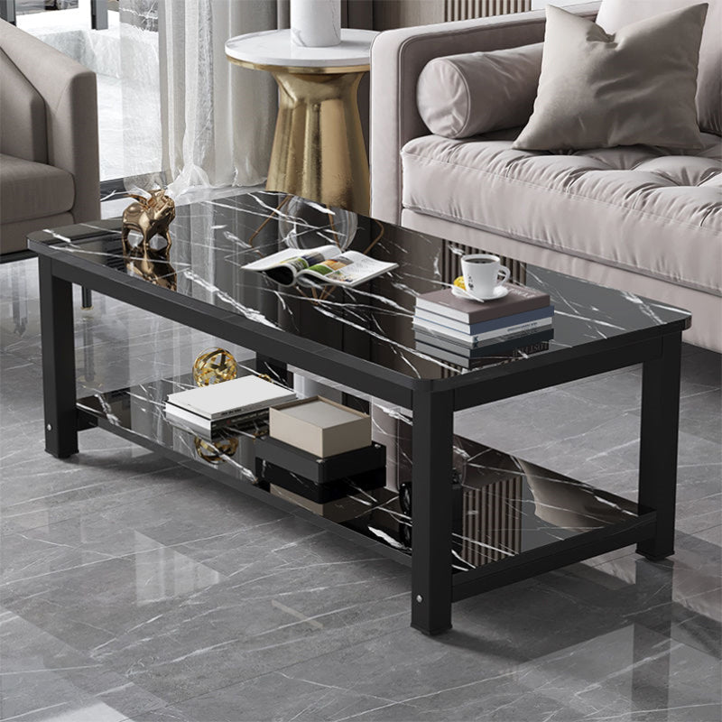 Ronde houten koffie of eindtafel ijzer voetstukbasis met opslag