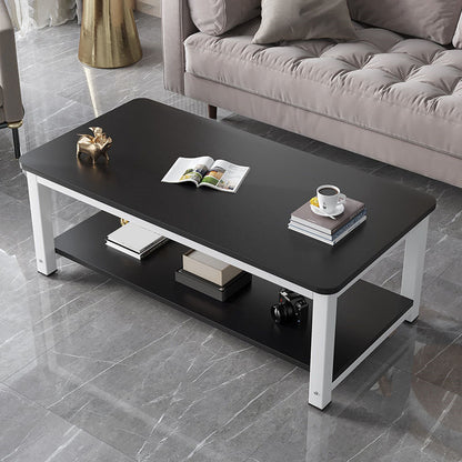 Ronde houten koffie of eindtafel ijzer voetstukbasis met opslag