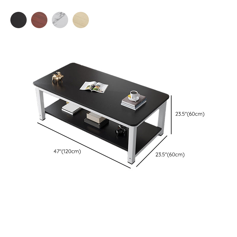 Ronde houten koffie of eindtafel ijzer voetstukbasis met opslag