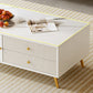 Glam Rectangle Solid Wood Coffee Table 4 Legs with 4 Drawers