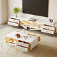 Glam Rectangle Solid Wood Coffee Table 4 Legs with 4 Drawers