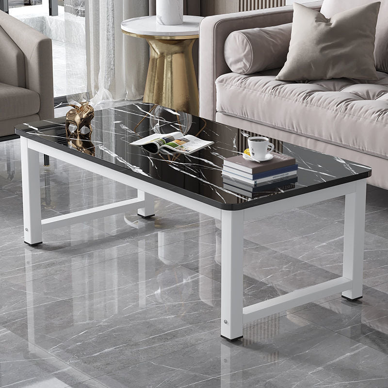 Rectangle Wooden Top Coffee Table with Metal Four legs Modern Style Clearhalo 'Coffee & Accent Tables' 'Coffee Tables' 'coffee_tables' 'furn' 'furn_coffee_tables' 'Furniture' 'Living Room Furniture' 7730358