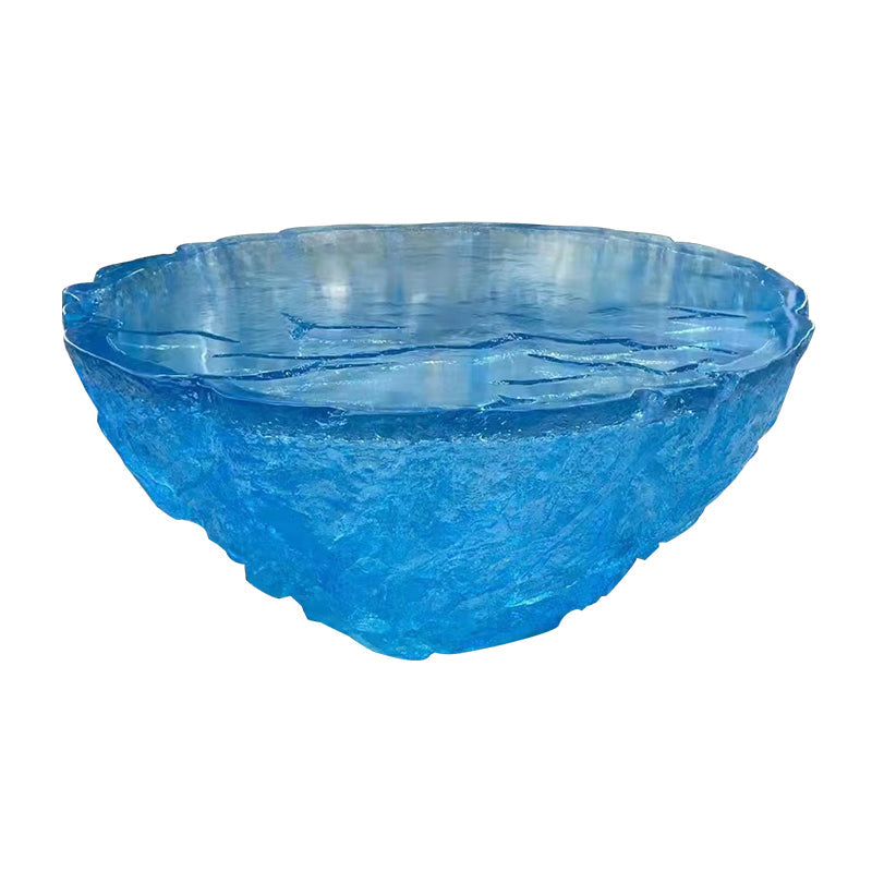 Resin Coffee or End Table Contemporary Round Top with Solid Base 35.4"L x 35.4"W x 17.7"H Light Blue Clearhalo 'Coffee & Accent Tables' 'Coffee Tables' 'coffee_tables' 'furn' 'furn_coffee_tables' 'Furniture' 'Living Room Furniture' 7730369