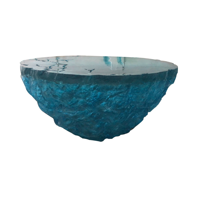 Resin Coffee or End Table Contemporary Round Top with Solid Base 35.4"L x 35.4"W x 17.7"H Blue Clearhalo 'Coffee & Accent Tables' 'Coffee Tables' 'coffee_tables' 'furn' 'furn_coffee_tables' 'Furniture' 'Living Room Furniture' 7730372