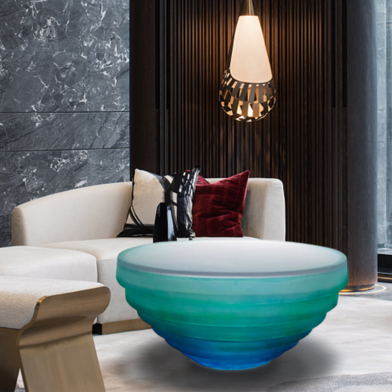 Resin Coffee or End Table Contemporary Round Top with Solid Base Clearhalo 'Coffee & Accent Tables' 'Coffee Tables' 'coffee_tables' 'furn' 'furn_coffee_tables' 'Furniture' 'Living Room Furniture' 7730373