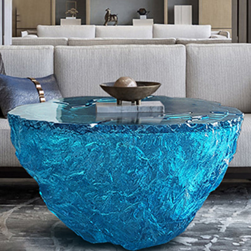 Resin Coffee or End Table Contemporary Round Top with Solid Base Clearhalo 'Coffee & Accent Tables' 'Coffee Tables' 'coffee_tables' 'furn' 'furn_coffee_tables' 'Furniture' 'Living Room Furniture' 7730375