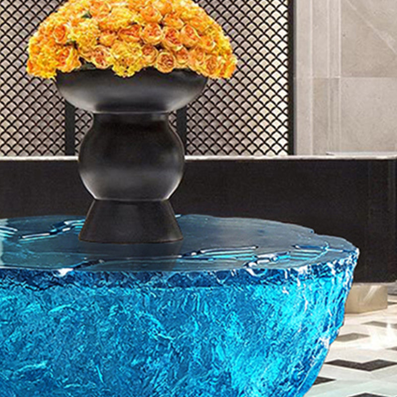 Resin Coffee or End Table Contemporary Round Top with Solid Base Clearhalo 'Coffee & Accent Tables' 'Coffee Tables' 'coffee_tables' 'furn' 'furn_coffee_tables' 'Furniture' 'Living Room Furniture' 7730382