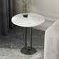 Round Stone Top Coffee Table Pedestal Slate with Metal Leg Modern